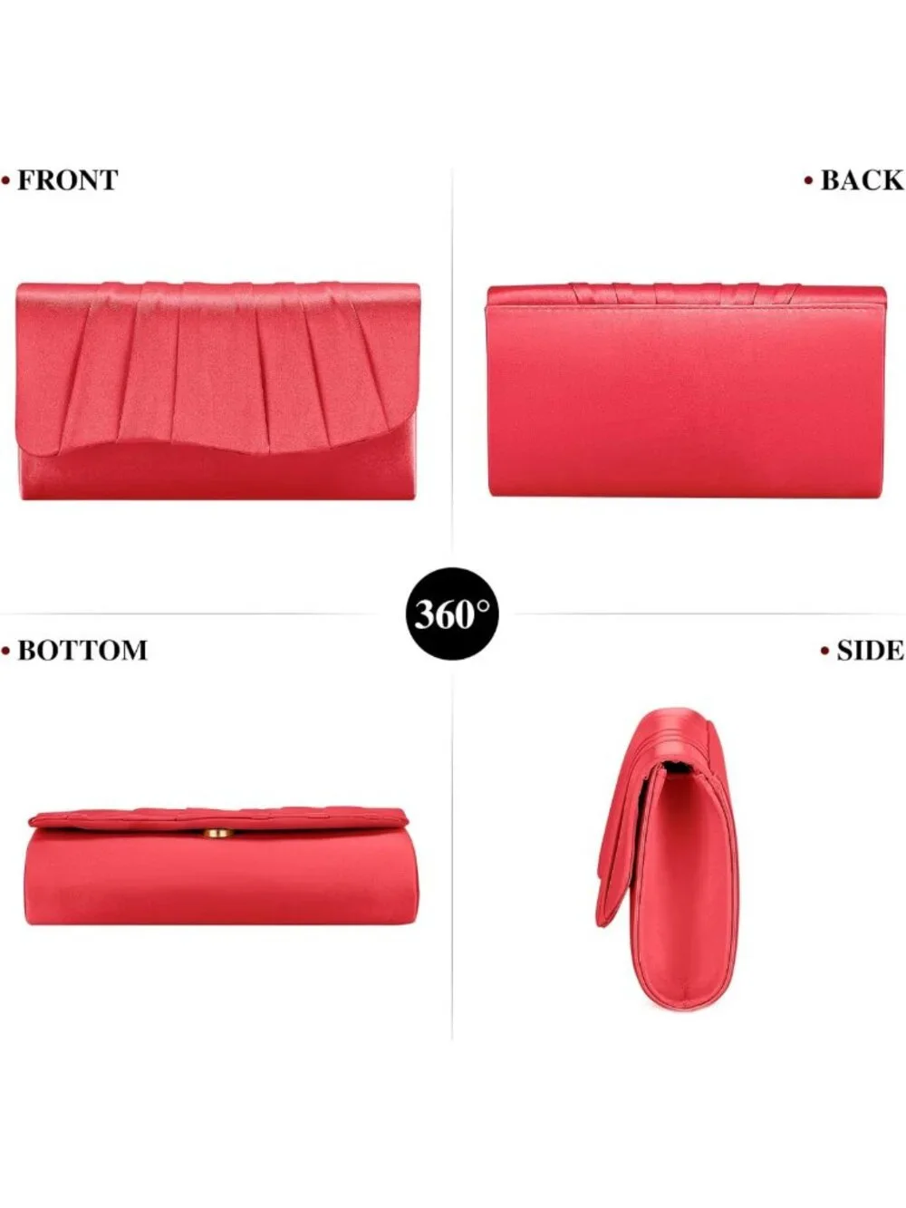 Elegant Pleated Satin Evening Clutch Purse for Women - Perfect for Prom